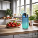 Butelka na wodę bidon ze słomką uchwytem sportowy 600ml niebiesko-zielony Kik Sp. z o. o. Sp. k.