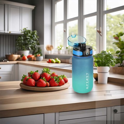 Butelka na wodę bidon ze słomką uchwytem sportowy 600ml niebiesko-zielony Kik Sp. z o. o. Sp. k. Butelka na wodę bidon ze słomką uchwytem sportowy 600ml niebiesko-zielony Kik Sp. z o. o. Sp. k.