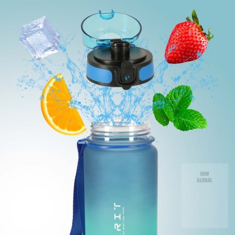 Butelka na wodę bidon ze słomką uchwytem sportowy 600ml niebiesko-zielony Kik Sp. z o. o. Sp. k. Butelka na wodę bidon ze słomką uchwytem sportowy 600ml niebiesko-zielony Kik Sp. z o. o. Sp. k.