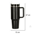Kubek termiczny ze słomką i uchwytem termos 1200ml czarny Kik Sp. z o. o. Sp. k.