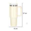 Kubek termiczny ze słomką i uchwytem termos 1200ml kremowy Kik Sp. z o. o. Sp. k.