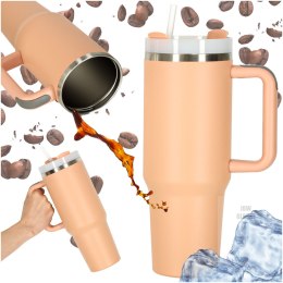 Kubek termiczny ze słomką i uchwytem termos 1200ml róż pudrowy Kik Sp. z o. o. Sp. k.