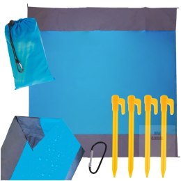 Mata plażowa piknikowa wodoodporna duża na biwak XXL 210 X 200 cm niebieska