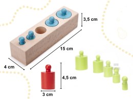 Odważniki cylindry drewniane montessori kolorowe