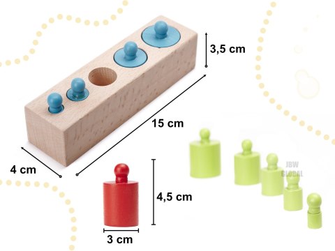Odważniki cylindry drewniane montessori kolorowe Odważniki cylindry drewniane montessori kolorowe