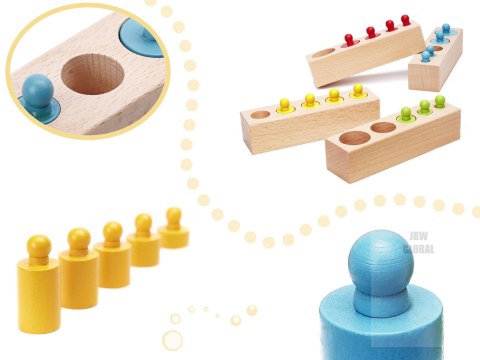 Odważniki cylindry drewniane montessori kolorowe Odważniki cylindry drewniane montessori kolorowe