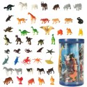 Figurki zwierzęta morskie dzikie zagrodowe dinozaury zestaw mix 48sztuk