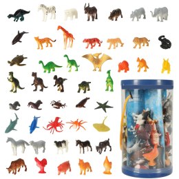 Figurki zwierzęta morskie dzikie zagrodowe dinozaury zestaw mix 48sztuk