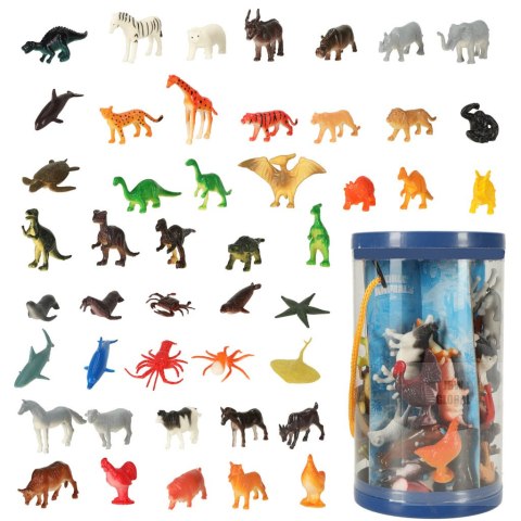 Figurki zwierzęta morskie dzikie zagrodowe dinozaury zestaw mix 48sztuk