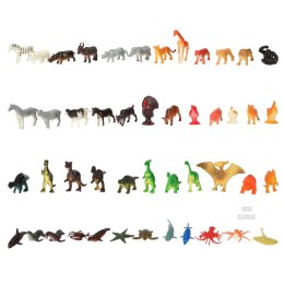 Figurki zwierzęta morskie dzikie zagrodowe dinozaury zestaw mix 48sztuk