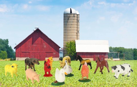 Figurki zwierzęta zagrodowe farma zestaw krowa koń 12szt Figurki zwierzęta zagrodowe farma zestaw krowa koń 12szt