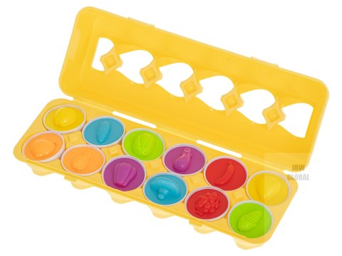 Układanka edukacyjna sorter dopasuj kształty owoce jajka 12 sztuk Układanka edukacyjna sorter dopasuj kształty owoce jajka 12 sztuk