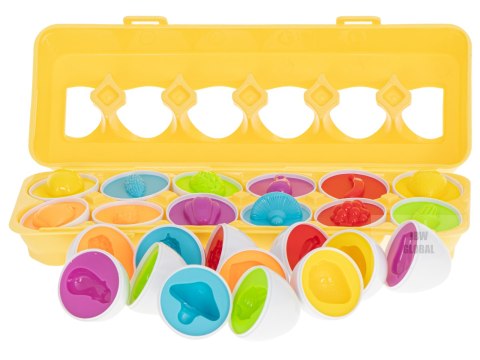 Układanka edukacyjna sorter dopasuj kształty owoce jajka 12 sztuk Układanka edukacyjna sorter dopasuj kształty owoce jajka 12 sztuk