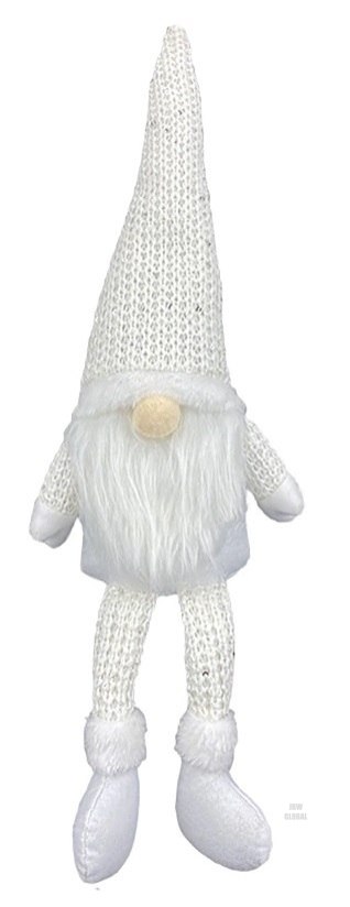 Krasnal skrzat świąteczny z brodą biały 47cm Krasnal skrzat świąteczny z brodą biały 47cm