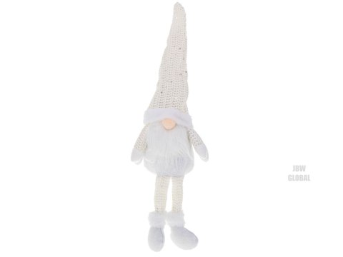 Krasnal skrzat świąteczny z brodą biały 47cm Krasnal skrzat świąteczny z brodą biały 47cm