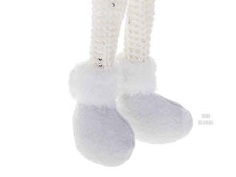 Krasnal skrzat świąteczny z brodą biały 47cm Krasnal skrzat świąteczny z brodą biały 47cm