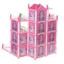 Domek dla lalek willa różowa DIY 4 poziomy mebelki 61cm