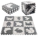 Puzzle piankowe mata dla dzieci 9 elementów czarny-ecru 85cm x 85cm x 1cm