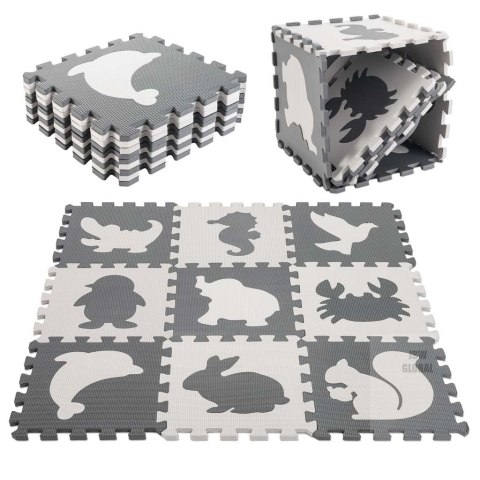 Puzzle piankowe mata dla dzieci 9 elementów czarny-ecru 85cm x 85cm x 1cm