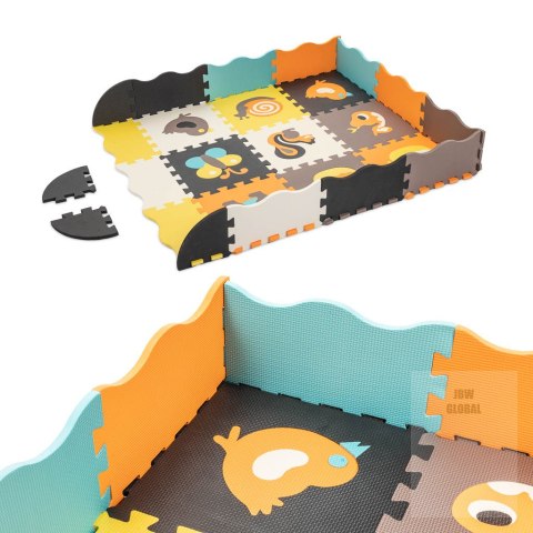 Puzzle piankowe mata kojec dla dzieci 25 elementów kolorowe zwierzątka 114cm x 114cm x 1cm Puzzle piankowe mata kojec dla dzieci 25 elementów kolorowe zwierzątka 114cm x 114cm x 1cm