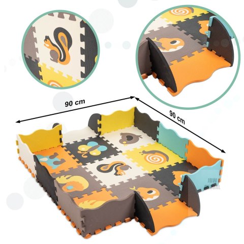 Puzzle piankowe mata kojec dla dzieci 25 elementów kolorowe zwierzątka 114cm x 114cm x 1cm Puzzle piankowe mata kojec dla dzieci 25 elementów kolorowe zwierzątka 114cm x 114cm x 1cm